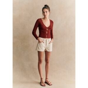 Sezane Cream Women Shorts